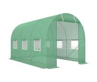 outsunny invernadero de exterior 35x2x2 m invernadero de tunel con cubierta de pe 140 gm para cultivo plantas verduras frutas en jardin terraza verde