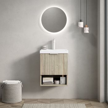 Mueble De Lavabo - Mueble Para Baño - Contrachapado Y Cerámica - Roble Crema (42x32x53cm)