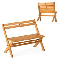 costway banco plegable exterior madera acacia 2 personas capacidad 360kg para porche balcon jardin parque