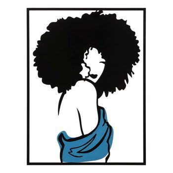 Panel Decorativo 3d Chica De Metal Negro Y Azul 60x1,3x80 Cm