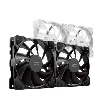 Mars Gaming MF-PROX2, Kit 2 Ventiladores 120mm, Sistema Anti-vibraciones, Ultra-silenciosos, Doble Conexión 3PIN + 4PIN, Kit Refrigeración Negro o Blanco