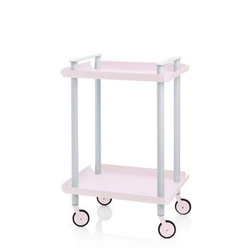 Carrito Auxiliar Leky, Armazón Gris, 2 Estantes. Multifuncional, Práctico Y Decorativo,acero,rosa