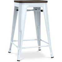 taburete de bar - diseno industrial - madera y acero - 60cm -stylix azul grisaceo