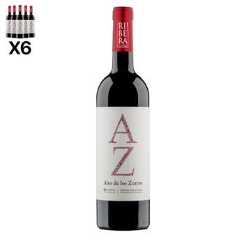 Arte Sabor Caja De 6 Botellas De Vino Alto De Los Zorros, Ribera Del Duero Crianza De 10 Meses En Barrica De Roble Francés Y Americano. Vendimia Del 2021. 75cl Con 14,5% Vol. 7x7x32 Cm. Color: Único