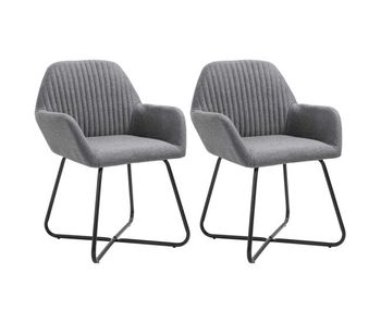 Vidaxl sillas de comedor 2 unidades tela gris oscuro