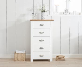 Somerset Oak and White 5 Drawer Chest