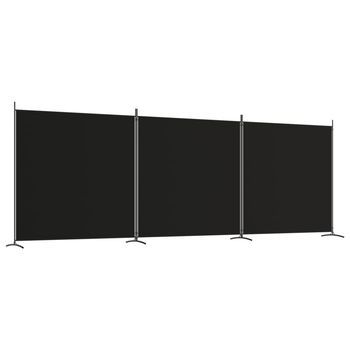 Biombo Divisor De 3 Paneles De Tela Negro 525x180 Cm Vidaxl