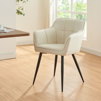Silla De Comedor Birmingham Con Reposabrazos 81x57x53 Cm - Beige [en.casa]