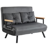 homcom sofa cama doble pequena plegable 4 en 1 sillon cama 2 plazas respaldo ajustable 5 niveles almohadas 102x73x81cm gris   aosom espana