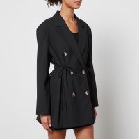 ganni oversized crepe double-breasted blazer - lxl