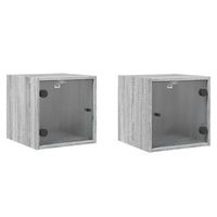 mesita de noche 37x35x35 cm madera - gris
