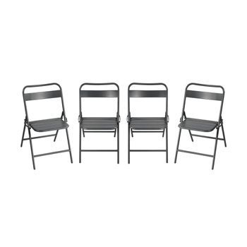 Silla De Jardín Plegable De Acero, Set De 4, Antracita