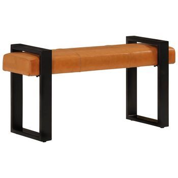 Banco Piel De Cabra Auténtica Negro Y Marrón 110 Cm Vidaxl