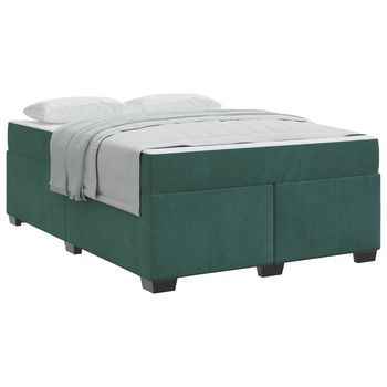 Estructura De Cama Con Colchón Verde Oscuro 140 X 200 Cm Tela Vidaxl