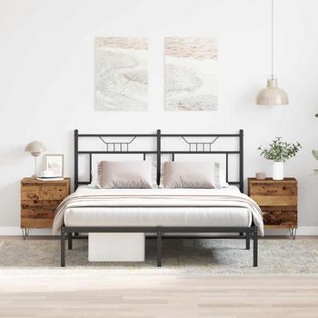 Mesita De Noche 2 Uds - Dormitorio - Madera Contrachapada - Madera Vieja (40x35x50cm)