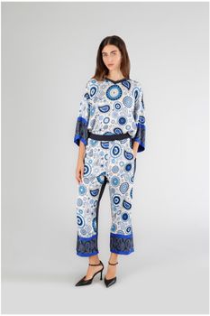 pantalón bimateria delantero estampado multiblue bandana