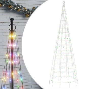 Árbol De Navidad En Asta De Bandera 550led Colores 300 Cm