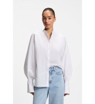 BOSS para mujer. 50564536 Camisa Betta blanca (36), Blanco, Casual, Algodón, Clásico, Manga larga