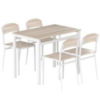 homcom juego de mesa y 4 sillas de comedor estilo moderno marco metalico para espacios pequenos blanco