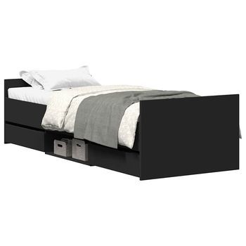 Estructura De Cama Con Cabecero Piecero Negro 90x200 Cm Vidaxl