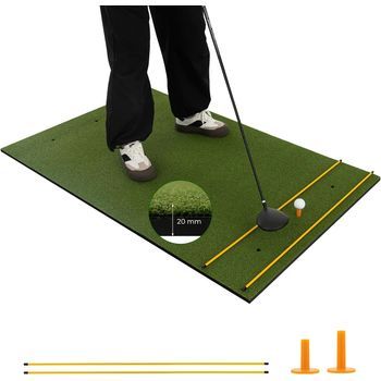 Tapete De Golf 3 En 1, Alfombrilla De Golf Césped Sintético, 2 Tees De Golf Costway 152 X 90 Cm