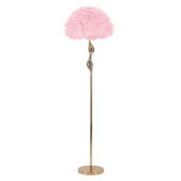 lampara de pie con plumas rosa cm o 50x165
