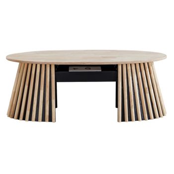 Mesa de centro ovalada elevable de madera l120 cm