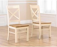 cavendish solid oak and cream dining chairs - cream