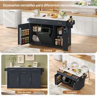 isla de cocina movil con encimera plegable 136  5075  92 cm cubo oculto