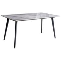 mesa de comedor de jardin tablero de piedra sinterizada estructura de hierro resistente a los rayos uv al agua y al oxido interior y exterior marmol gris y negro rodallo