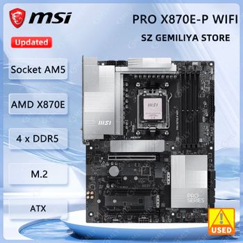 Placa base MSI AMD X870 PRO X870E-P WIFI, compatible con AM5, M.2 SSD, formato ATX, y procesadores Ryzen 7900, 8700, 9600, 7700, 8500 y 8300.