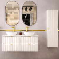 conjunto de muebles con doble lavabo paneles de melamina y mdf blanco