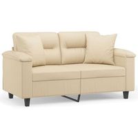 sofa de 2 plazas con cojines tela microfibra color crema 120 cm vidaxl