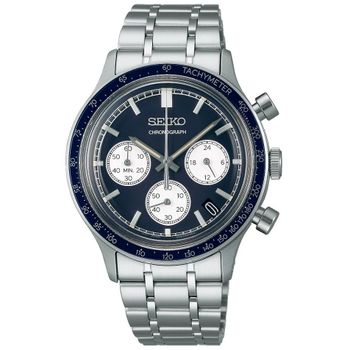 reloj cronográfo hombre cuarzo Seiko Blue Panda SSB477P1 Taquímetro 38.7mm 50m WR correa de acero
