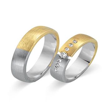 Alianzas 14 quilates oro amarillo-blanco 7 diamantes