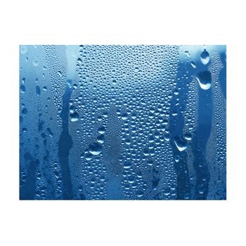 Papel Pintado 3d - Gotas De Agua Sobre El Vidrio Azul (400x309 Cm)