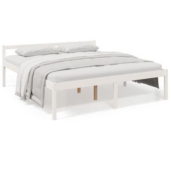 Cama Senior Sin Colchón Madera Maciza De Pino Blanco 200x200 Cm Vidaxl