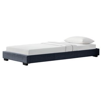 Corium® Cama Individual - Tapizado En Lienzo - 90 X 200 Cm - Somier Moderno Con Listones Para Cama - Gris Oscuro