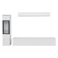conjunto de mueble tv de 3 piezas blanco brillo con iluminacion led rgb