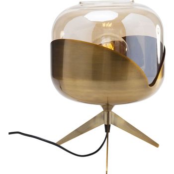 Lámpara mesa acero dorado y vidrio
