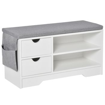 Banco zapatero 80.5x30.5x43.5 cm blanco y gris