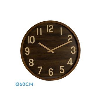 Reloj De Pared Borgoña Madera Oscura 60x60x5 Cm Movimiento Continuo