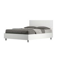 cama doble con almacenaje 140x190 con cabecera recta fresno blanco demas