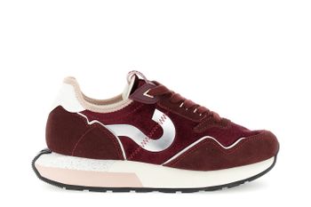 zapatillas de running de terciopelo con inserciones de ante bordeaux