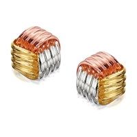 9ct three colour gold knot stud earrings - 9mm - g4638