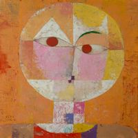 cuadro clasico senecio de paul klee impresion sobre lienzo 50x50cm