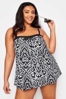 Yours Top Tankini De Grecas Negras