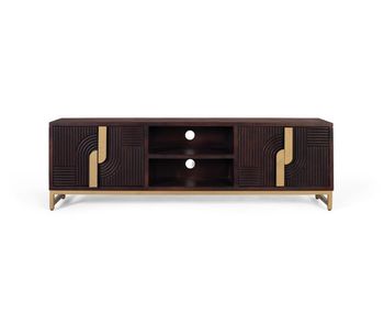 Mueble de tv de madera maciza de mango con base de metal