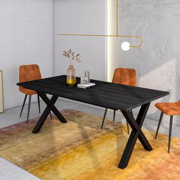 Mesa comedor efecto madera negro 194x90x74cm