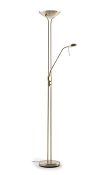 Lámpara de pie LED oro viejo 180 cm con lector